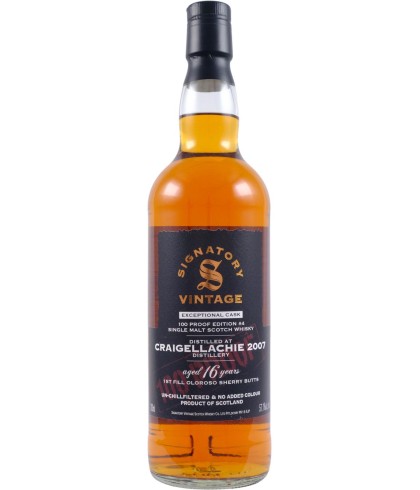 Fles Signatory Vintage Craigellachie 2007 - 100 Proof, enkel vat gebotteld door Signatory Vintage, op voorraad bij slijterij t Bockje in Bathmen