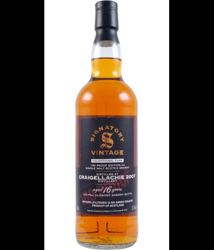 Fles Signatory Craigellachie 2007 100 Proof, single malt whisky, op voorraad bij slijterij t Bockje in Bathmen