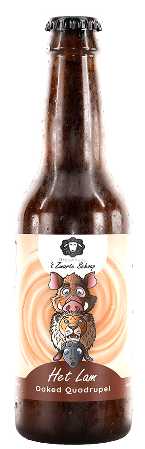 Fles 't Zwarte Schoap Het Lam Oaked Quadrupel, bier van 't Zwarte Schoap, op voorraad bij slijterij t Bockje in Bathmen