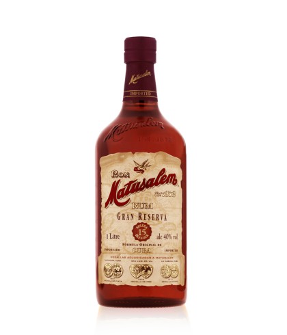 Fles Matusalem rum 15 yr Gran Reserva, rum, op voorraad bij slijterij t Bockje in Bathmen