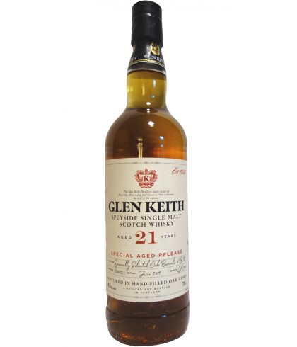 Fles Glen Keith 21 Years Old Special Aged Release, single malt whisky, op voorraad bij slijterij t Bockje in Bathmen