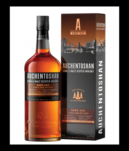 Fles Auchentoshan Dark Oak, single malt whisky, op voorraad bij slijterij t Bockje in Bathmen