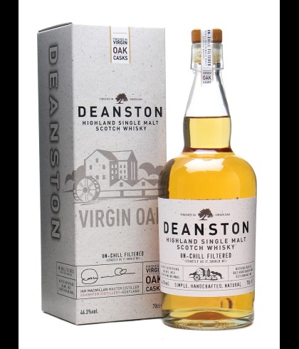 Fles Deanston Virgin Oak, single malt whisky, op voorraad bij slijterij t Bockje in Bathmen