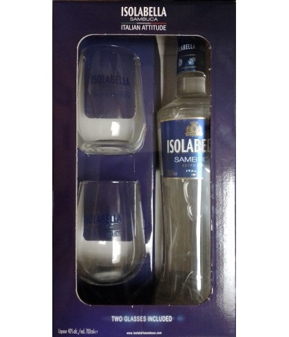 Geschenk Isolabello Sambuca Geschenkverpakking met 2 glazen, bij slijterij ’t Bockje in Bathmen