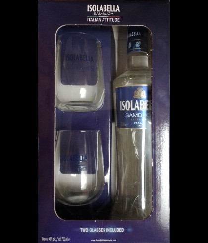 Geschenk Isolabello Sambuca Geschenkverpakking met 2 glazen, bij slijterij ’t Bockje in Bathmen