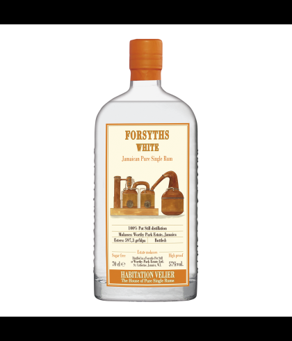Fles Habitation Velier Forsyths Jamaica White Rum, rum, op voorraad bij slijterij t Bockje in Bathmen