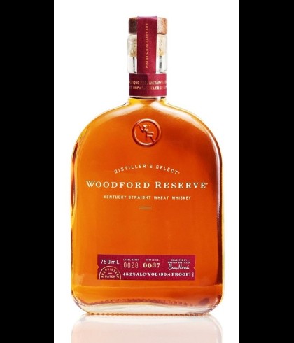 Fles Woodford Reserve Straight Wheat Whiskey, Amerikaanse whiskey uit Kentucky, op voorraad bij slijterij t Bockje in Bathmen