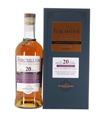 Fles Fercullen 20 Years Old Five Elements, single malt whisky, op voorraad bij slijterij t Bockje in Bathmen