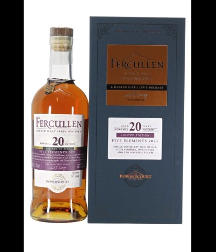 Fles Fercullen 20 Years Old Five Elements, single malt whisky, op voorraad bij slijterij t Bockje in Bathmen