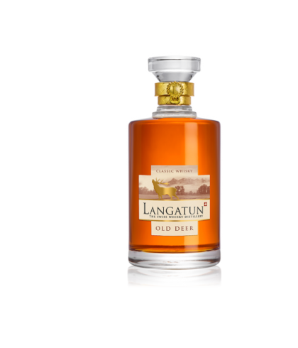 Fles Zwitserse whisky van Langatun, op voorraad bij slijterij t Bockje in Bathmen