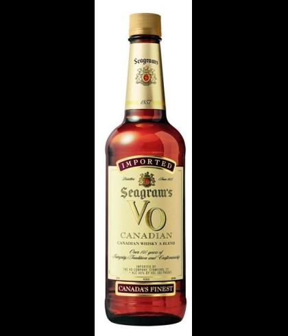Fles Seagram V.O., whisky, op voorraad bij slijterij t Bockje in Bathmen