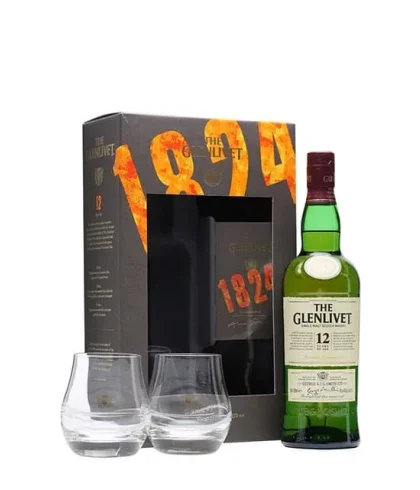 Geschenk The Glenlivet 1824 12 Years Old Gift Set 70cl met 2 Glazen, bij slijterij ’t Bockje in Bathmen