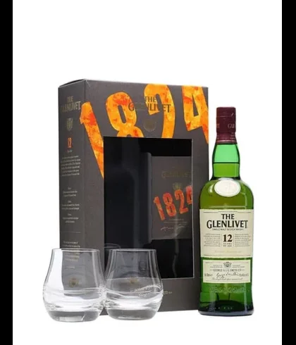 Geschenk The Glenlivet 1824 12 Years Old Gift Set 70cl met 2 Glazen, bij slijterij ’t Bockje in Bathmen