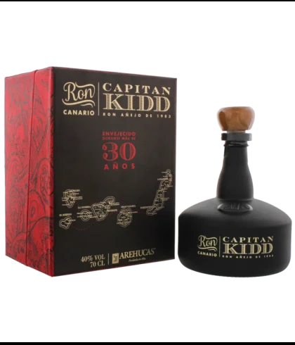 Fles Ron Arehucas 30 Years Old Capitan Kidd, rum, op voorraad bij slijterij t Bockje in Bathmen