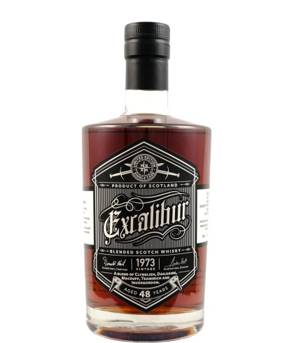 Fles Excalibur 48 Years Old Blended Scotch Vintage 1973, whisky, op voorraad bij slijterij t Bockje in Bathmen