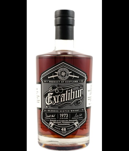 Fles Excalibur 48 Years Old Blended Scotch Vintage 1973, whisky, op voorraad bij slijterij t Bockje in Bathmen