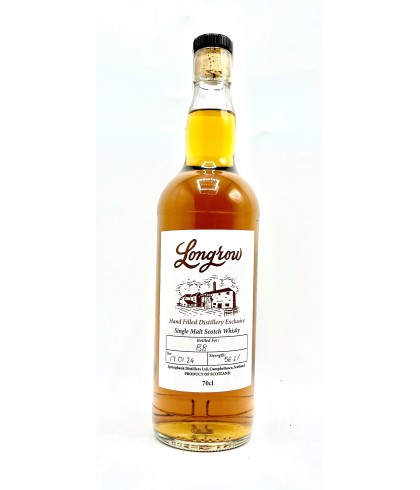 Fles geturfde Campbeltown single malt van Longrow, op voorraad bij slijterij t Bockje in Bathmen