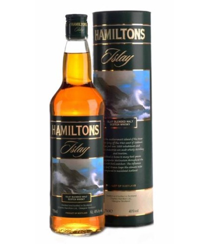 Fles Hamiltons Islay Blended Malt Scotch Whisky, whisky, op voorraad bij slijterij t Bockje in Bathmen