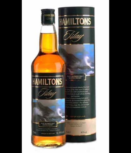 Fles Hamiltons Islay Blended Malt Scotch Whisky, whisky, op voorraad bij slijterij t Bockje in Bathmen