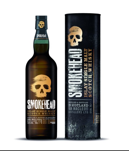 Fles Smokehead Islay Single Malt, geturfde Islay single malt, op voorraad bij slijterij t Bockje in Bathmen