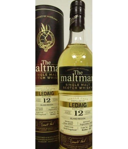 Fles The Maltman Ledaig 12 Years Old 2007, enkel vat gebotteld door The Maltman uit Glasgow, op voorraad bij slijterij t Bockje in Bathmen