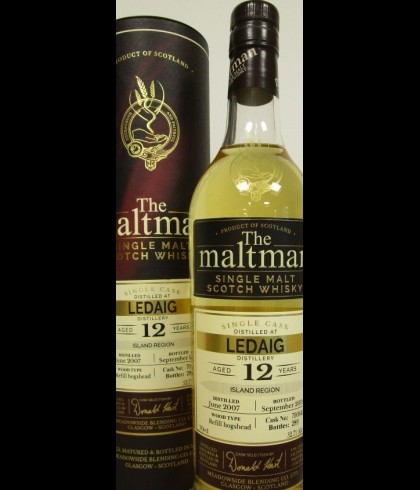 Fles The Maltman Ledaig 12 Years Old 2007, enkel vat gebotteld door The Maltman uit Glasgow, op voorraad bij slijterij t Bockje in Bathmen