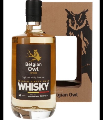 Fles Belgian Owl Intense Cask 1513665, single malt whisky, op voorraad bij slijterij t Bockje in Bathmen
