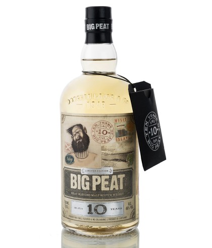 Fles Big Peat 10 Years Old, single malt whisky, op voorraad bij slijterij t Bockje in Bathmen