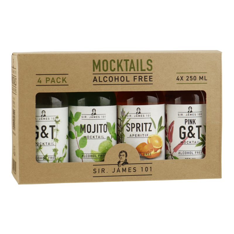 Alcoholvrije drank Sir. James 101 Giftpack 4-pack van Sir. James 101, op voorraad bij slijterij ’t Bockje in Bathmen