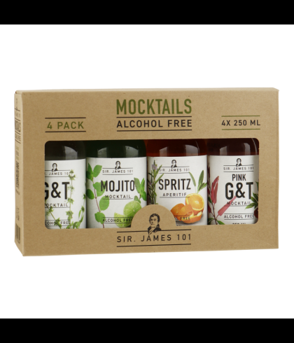 Sir. James 101 giftpack met vier alcoholvrije mocktails, bij slijterij t Bockje in Bathmen