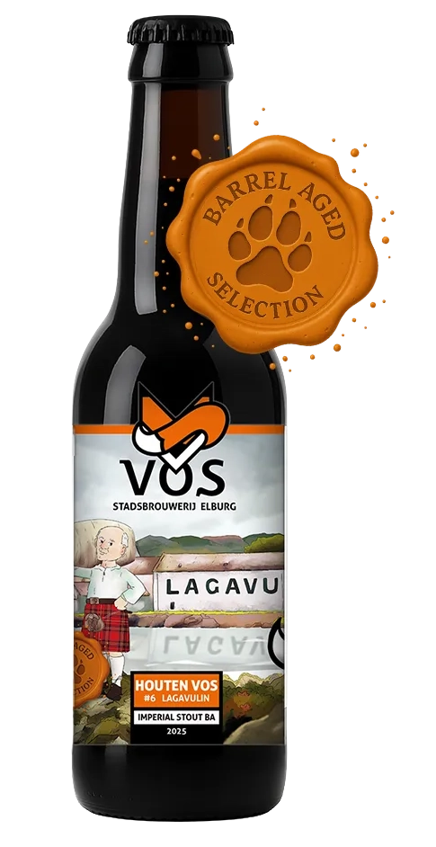 Fles Brouwerij Vos Houten Vos #6 Barrel Aged serie, bier van Vos, op voorraad bij slijterij t Bockje in Bathmen