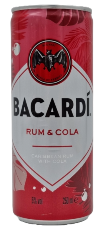 Fles Bacardi Rum & Cola Blik, rum, op voorraad bij slijterij t Bockje in Bathmen
