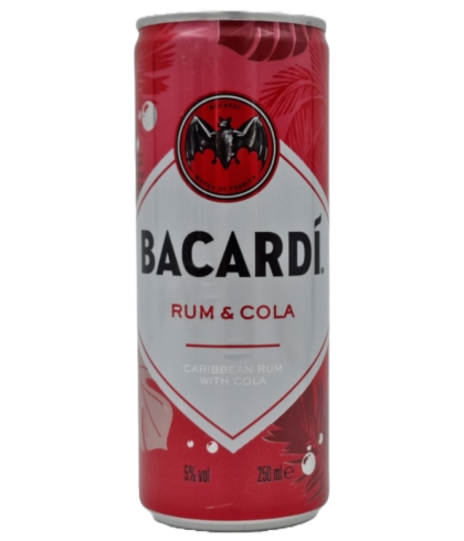 Fles Bacardi Rum & Cola Blik, rum, bij slijterij t Bockje in Bathmen
