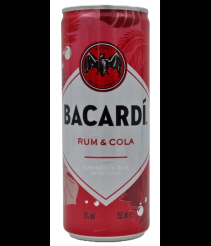 Fles Bacardi Rum & Cola Blik, rum, bij slijterij t Bockje in Bathmen