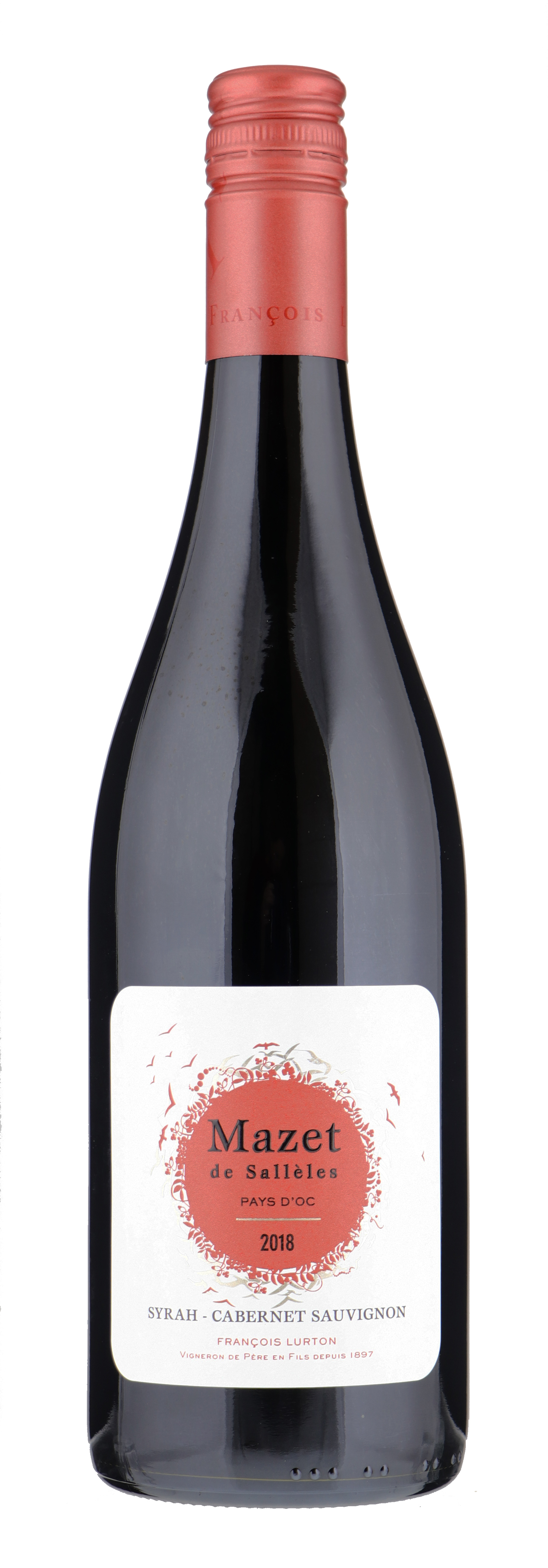 Fles Mazet de Nizas Syrah-Cabernet Sauvignon, wijn, op voorraad bij slijterij t Bockje in Bathmen