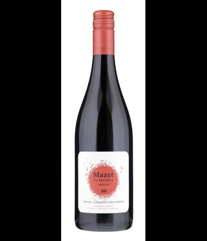 Fles Mazet de Nizas Syrah-Cabernet Sauvignon, wijn op voorraad bij slijterij t Bockje in Bathmen