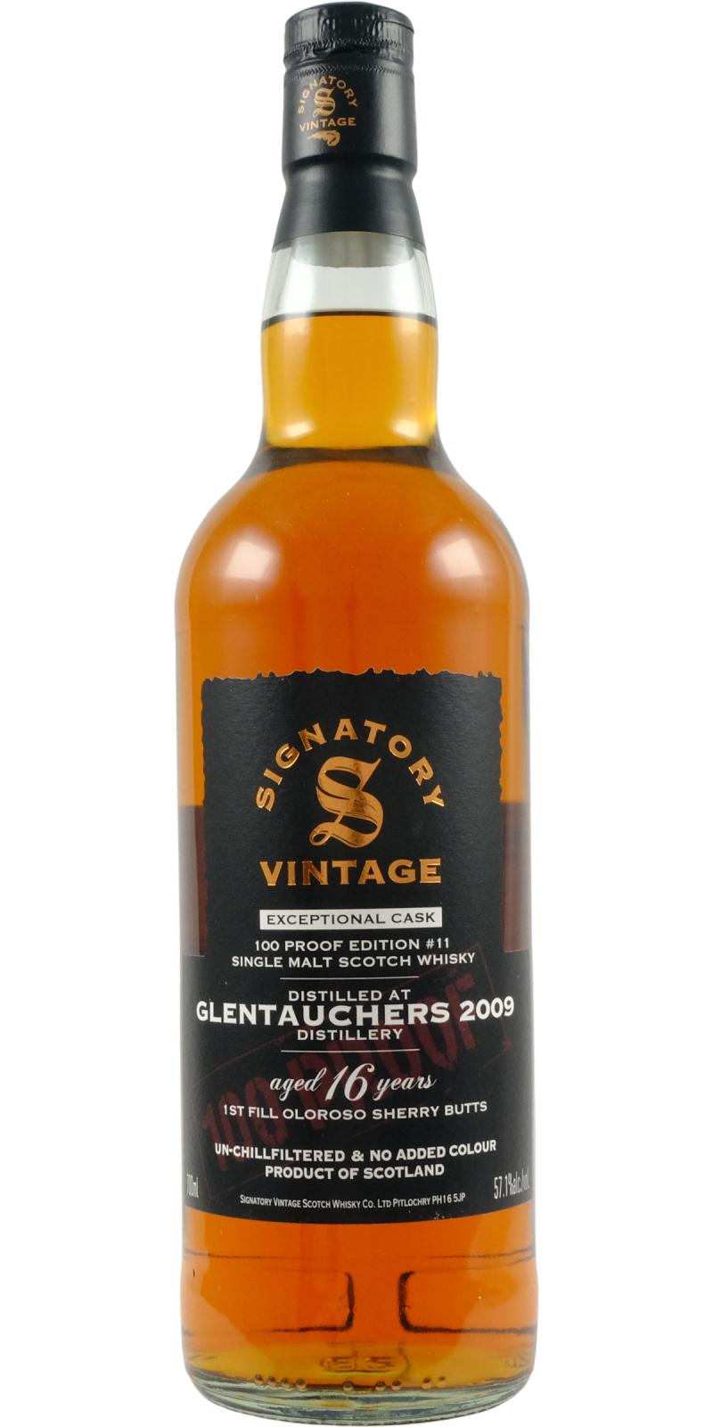 Fles Signatory Vintage Glentauchers 100 Proof Edition #11, enkel vat gebotteld door Signatory Vintage, op voorraad bij slijterij t Bockje in Bathmen