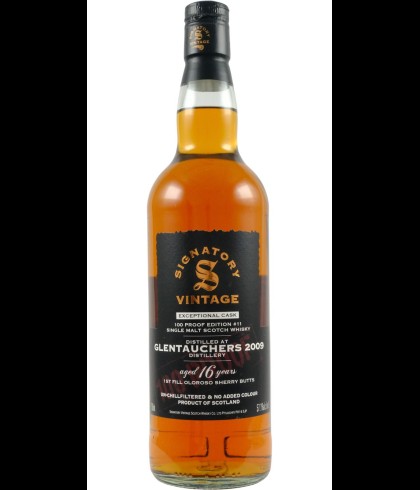 Fles Signatory Vintage Glentauchers 100 Proof Edition #11, enkel vat gebotteld door Signatory Vintage, op voorraad bij slijterij t Bockje in Bathmen