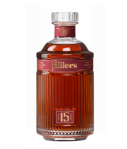 Fles Filliers 15 Years Old Single Malt Sherry Oak, single malt whisky, op voorraad bij slijterij t Bockje in Bathmen