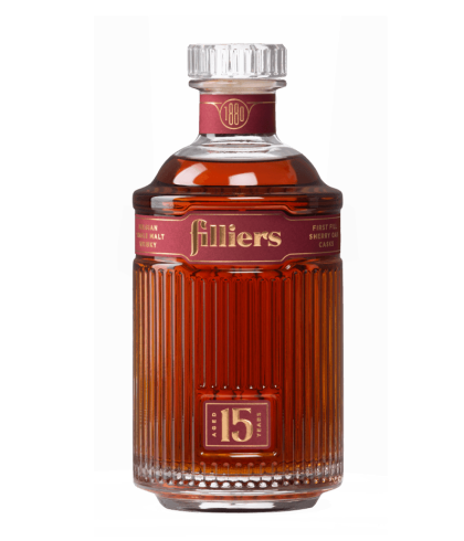 Fles Filliers 15 Years Old Single Malt Sherry Oak, single malt whisky, op voorraad bij slijterij t Bockje in Bathmen
