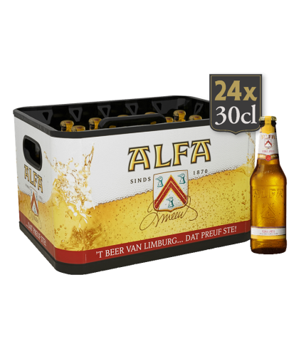 Fles Alfa Edel Pils, bier van Alfa, bij slijterij t Bockje in Bathmen