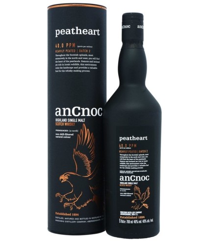 Fles anCnoc Peatheart Batch 2, Highland single malt van de Knockdhu-distilleerderij, op voorraad bij slijterij t Bockje in Bathmen