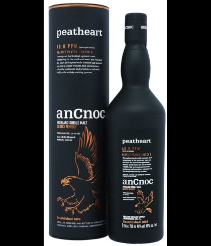 Fles anCnoc Peatheart Batch 2, Highland single malt van de Knockdhu-distilleerderij, op voorraad bij slijterij t Bockje in Bathmen