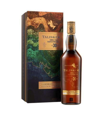 Fles Talisker 30 Years Old Release 2021, single malt whisky van het eiland Skye, op voorraad bij slijterij t Bockje in Bathmen