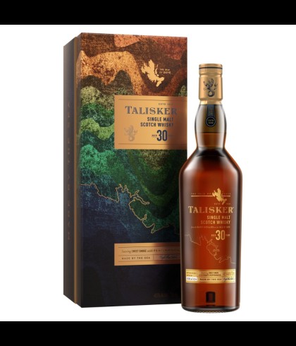 Fles Talisker 30 Years Old Release 2021, single malt whisky van het eiland Skye, op voorraad bij slijterij t Bockje in Bathmen