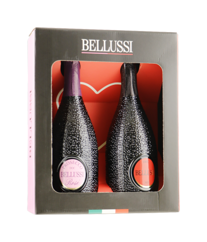 Geschenk Bellussi Giftbox Cuvee Prestige & Prosecco Rose, bij slijterij ’t Bockje in Bathmen