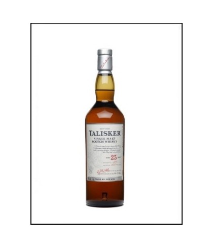 Fles Talisker 25 Years Old tweede botteling, single malt whisky van het eiland Skye, op voorraad bij slijterij t Bockje in Bathmen