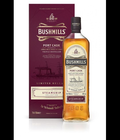 Fles Bushmills Steamship Port Cask, single malt whisky, op voorraad bij slijterij t Bockje in Bathmen