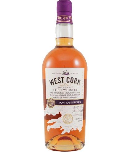 Fles West Cork Port Cask Finished, Ierse whiskey uit Skibbereen, op voorraad bij slijterij t Bockje in Bathmen