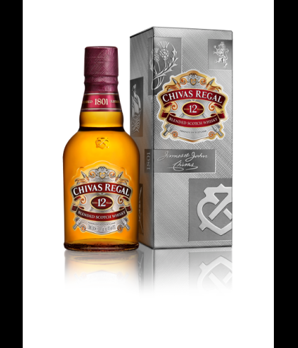 Fles Chivas Regal 12 Years Old &ndash; kleine fles, single malt whisky, op voorraad bij slijterij t Bockje in Bathmen